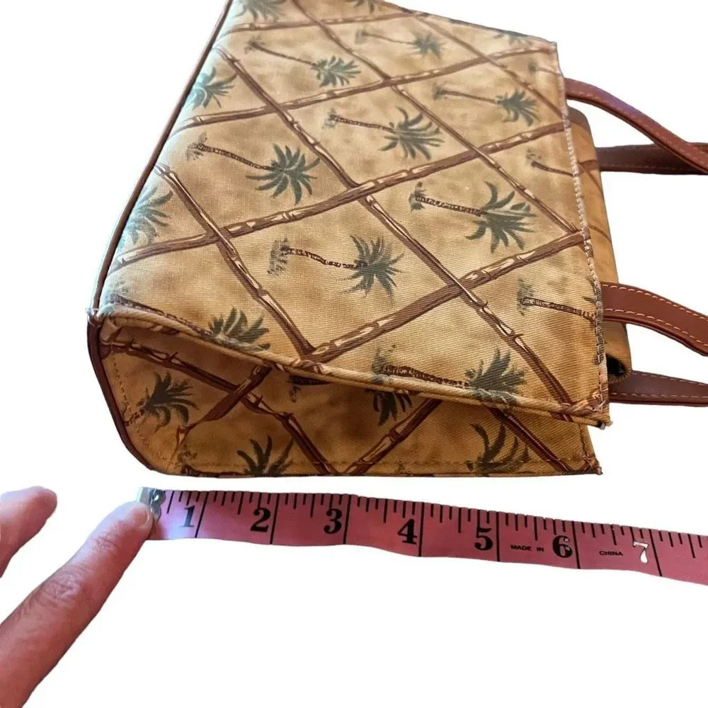 Palm‎ Tree Purse Handbag Tan Brown Green Embellishments Vacation Beach Cruise